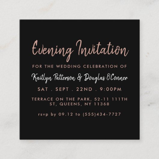 Roos Gold Foil & Script Evening Event Ticket (Voorkant)