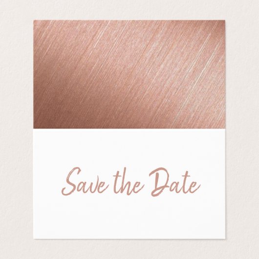 Roos Gold Foil & Script Photo Save the Date Card Visitekaartje (Buitenkant ongevouwen)