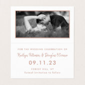 Roos Gold Foil & Script Photo Save the Date Card Visitekaartje (Binnenkant ongevouwen)