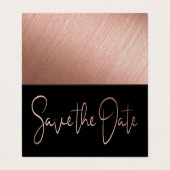 Roos Gold Foil Script Photo Save the Date Card Visitekaartje (Buitenkant ongevouwen)
