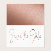 Roos Gold Foil Script Photo Save the Date Card Visitekaartje (Buitenkant ongevouwen)
