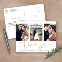 Roos Gold Foil Script Photo Weddenschap Bedankt