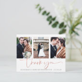 Roos Gold Foil Script Photo Weddenschap Bedankt Briefkaart (Staand voorkant)