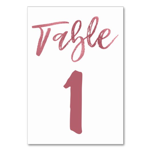 Roos Gold Foil Script Tabel Nummer Kaart (Voorkant)