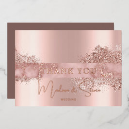 Roos Gold Foil Script Weddenschap Hartelijk dank Folie Feestdagenkaart