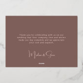 Roos Gold Foil Script Weddenschap Hartelijk dank Folie Feestdagenkaart (Achterkant)