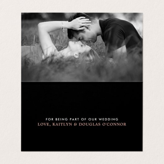 Roos Gold Foil Script Weddenschap Hartelijk dank Visitekaartje (Binnenkant ongevouwen)