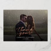Roos Gold Foil Script Weduwfoto Hartelijk dank Folie Uitnodiging (Voorkant)