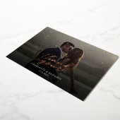 Roos Gold Foil Script Weduwfoto Hartelijk dank Folie Uitnodiging (Gedraaid)