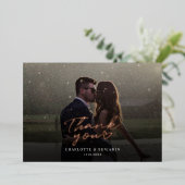 Roos Gold Foil Script Weduwfoto Hartelijk dank Folie Uitnodiging (Staand Voorkant)