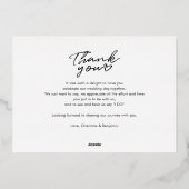 Roos Gold Foil Script Weduwfoto Hartelijk dank Folie Uitnodiging (Achterkant)