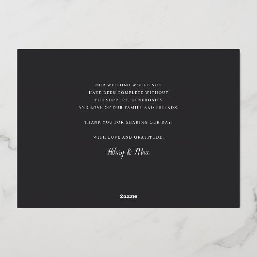 Roos Gold Foil Script Weduwfoto Hartelijk dank Folie Uitnodiging (Achterkant)