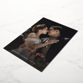 Roos Gold Foil Script Weduwfoto Hartelijk dank Folie Uitnodiging (Gedraaid)