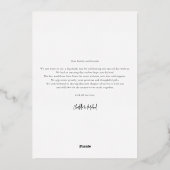 Roos Gold Foil Script Weduwfoto Hartelijk dank Folie Uitnodiging (Achterkant)