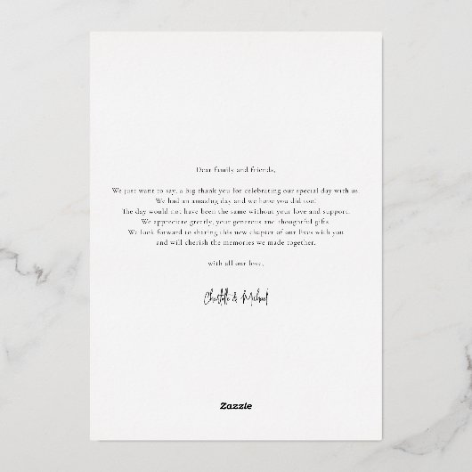 Roos Gold Foil Script Weduwfoto Hartelijk dank Folie Uitnodiging (Achterkant)