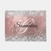 Roos Gold Foil Silver Glitter Fancy Monogram Deurmat (Voorkant)