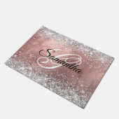 Roos Gold Foil Silver Glitter Fancy Monogram Deurmat (Schuin)