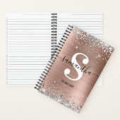 Roos Gold Foil Silver Glitter Monogram om een lijs Notitieboek (Binnen)