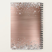 Roos Gold Foil Silver Glitter Monogram om een lijs Notitieboek (Achterkant)