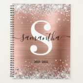 Roos Gold Foil Silver Glitter Style Monogram Planner (Voorkant)