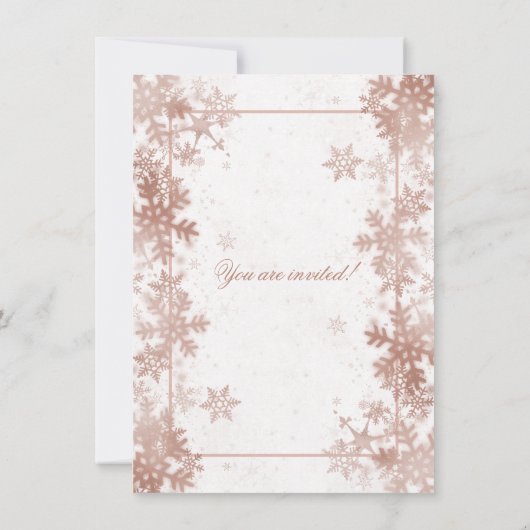 Roos Gold Foil Sneeuwvlokken Kerstfeest Kaart (Achterkant)