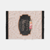 Roos Gold Foil Stippen Chalkboard Monogramal Flora Fleece Deken (Voorkant (Horizontaal))