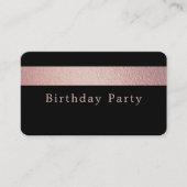 Roos Gold Foil Stripe, Black Birthday Party Ticket (Voorkant)