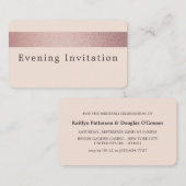 Roos Gold Foil Stripe, Evening Event Ticket Invite (Voorkant / Achterkant)