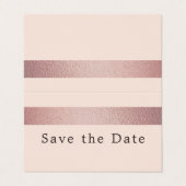 Roos Gold Foil Stripe Photo Save the Date Card Visitekaartje (Buitenkant ongevouwen)