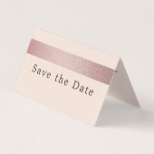 Roos Gold Foil Stripe Photo Save the Date Card Visitekaartje (Voorkant)