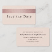 Roos Gold Foil Stripe, sla de datum Kaart op Visitekaartje (Voorkant / Achterkant)