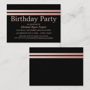 Roos Gold Foil Stripes Birthday Party Ticket