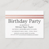Roos Gold Foil Stripes Birthday Party Ticket (Voorkant)
