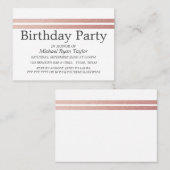 Roos Gold Foil Stripes Birthday Party Ticket (Voorkant / Achterkant)