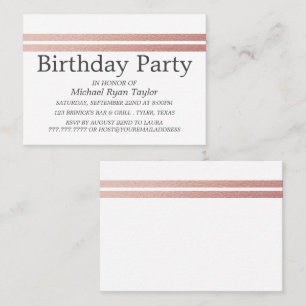 Roos Gold Foil Stripes Birthday Party Ticket