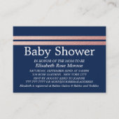 Roos Gold Foil Stripes, Blue Baby shower Ticket (Voorkant)