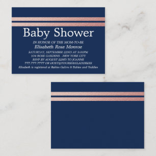 Roos Gold Foil Stripes, Blue Baby shower Ticket
