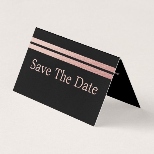 Roos Gold Foil Stripes, foto Save the Date Card Visitekaartje (Voorkant)