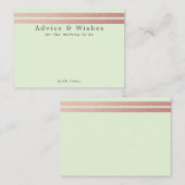 Roos Gold Foil Stripes | Munt Green Advice Cards Informatiekaartje (Voorkant / Achterkant)