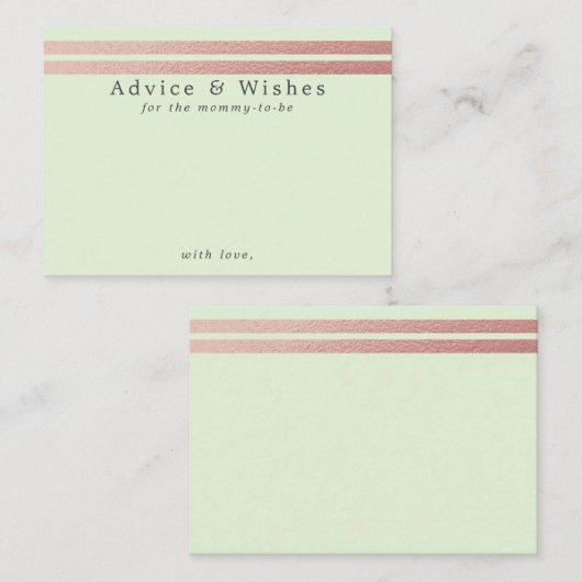 Roos Gold Foil Stripes | Munt Green Advice Cards Informatiekaartje (Voorkant / Achterkant)