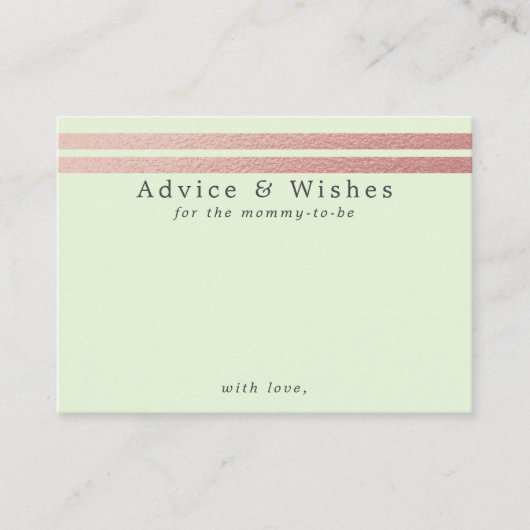 Roos Gold Foil Stripes | Munt Green Advice Cards Informatiekaartje (Voorkant)