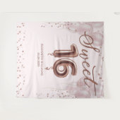 Roos Gold Foil Sweet 16 ballonnen Roze achtergrond Wandkleed (Voorkant (horizontaal))