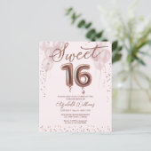 Roos Gold Foil Sweet 16 Balloons - Begrotingsuitno (Staand voorkant)