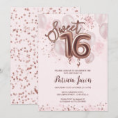 Roos Gold Foil Sweet 16 Bday Balloons Party Roos Kaart (Voorkant / Achterkant)