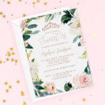 ROOS GOLD FOIL Tiara Pink Floral Sweet 16 Folie Uitnodiging<br><div class="desc">ROOS GOLD FOIL Sweet Sixteen Floral Tiara Blush Pink Invitation  Sweet 16 Uitnodigingen in de Little Bayleigh Store!</div>