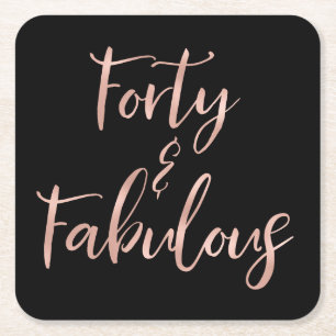 Roos Gold Foil Veertig   40 en Fabulous Kartonnen Onderzetters