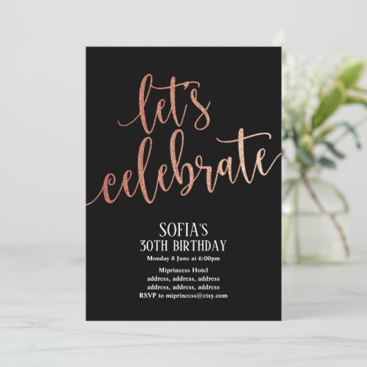 Roos Gold Foil , verjaardagsfeestdag Kaart (Staand voorkant)