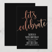 Roos Gold Foil , verjaardagsfeestdag Kaart (Voorkant / Achterkant)