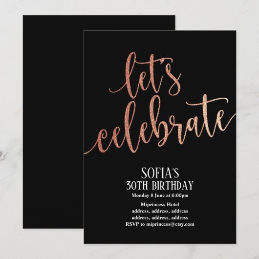 Roos Gold Foil , verjaardagsfeestdag Kaart (Voorkant / Achterkant)