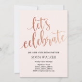 Roos Gold Foil , verjaardagsfeestdag Kaart (Voorkant)